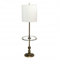 FLOOR LAMP-Antique Brass W/Glass Top Table