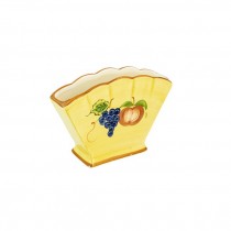 VASE-Fan Shaped-Yellow w/Orange Trims & Fruits