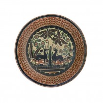 DECORATIVE PLATE-Wall Hanging Black/Red w/Two Gazelles
