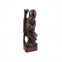 SCULPTURE-Carved Wood Chinese Shou Lao God of Longevity