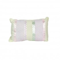 PILLOW- Pale Pink & Pale Green Ribbon/Florals & Poka Dots