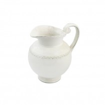 PITCHER-White Ceramic Glaze w/Scroll Border