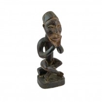 SCULPTURE-Carved Wooden Man w/Legs Crossed & Hands on Face