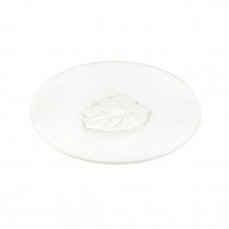 PLATE-Dinner-Ribbed Glass w/Pressed Leaf Center