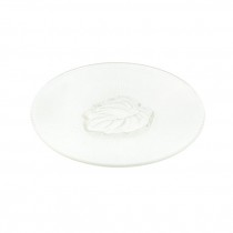 PLATE-Dinner-Ribbed Glass w/Pressed Leaf Center