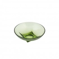 SERVING BOWL-Vintage Green Glass w/Square Pedestal