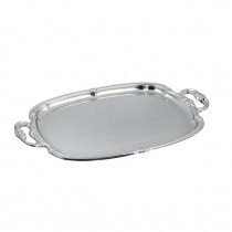 TRAY-Serving- Silver Oblong W/Handles & Traditional Engraving