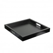 TRAY-Chic Black Square W/Cutout Handles