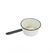 SAUCEPAN-Vintage White Enamel W/Black Handle & Spout