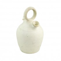 PITCHER-White Pottery w/Center Handle