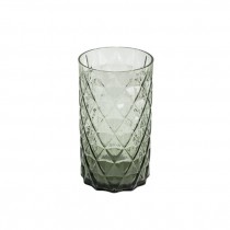 VASE-Grey Glass w/Embossed Design