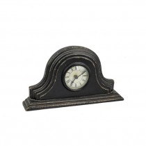 MANTEL CLOCK-Black Wood w/Stepped Edge