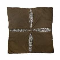 THROW PILLOW-Brown Suede w/Leopard Print Cutouts