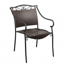 CHAIR-ARM-Brown Woven Seat & Back-Brown Metal