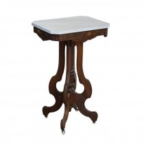 SIDE TABLE-Carved Mahogany W/Painted Faux Marble Top
