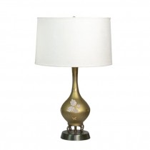 TABLE LAMP-Vintage Gold W/White Painted Flowers