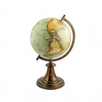 DESK TOP GLOBE-Colorful Map W/Bronze Base