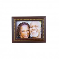 PICTURE FRAME-Burgundy Wood w/Beige Border