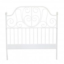 HEADBOARD-White Metal Scroll w/Veritcal Bars at Bottom