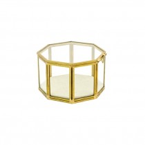 BOX-w/Lid-Brass/Glass Octagon
