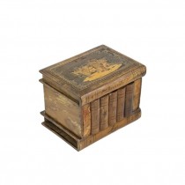 BOX-Faux Wood Books "Souvenir" W/LId