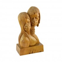 SCULPTURE-Indiginous Couple Carved in Wood