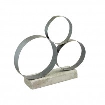 SCULPTURE-(3) Metal Rings on Cement Base