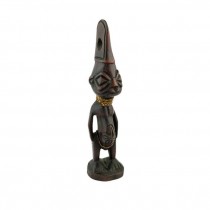 STATUE-African Carved Wood Pregnant Woman w/Rope Around Neck