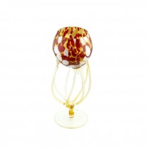 ARTGLASS-Amber, Red & White Goblet on Pedestal