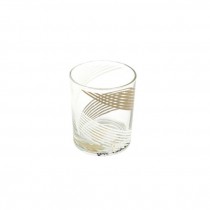 CUP-Glass-White/Gold Swirled Lines