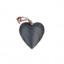 ORNAMENT-Black Tin Heart w/Pocket