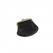 COIN PURSE-Black Leather w/(2) Compartments