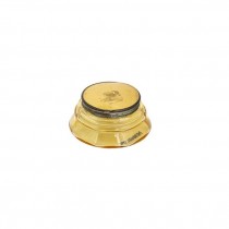 POWDER JAR-Yellow Glass w/Gold Lid