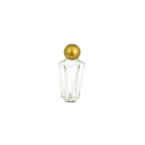 PERFUME BOTTLE-Vintage Gold Ball Top-Glass Geometric Star