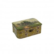 BOX-Vintage W/Farmhouse Scene & Floral Sides