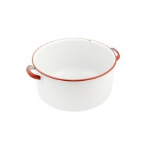 POT-White Enamel w/Red Trim & Handles