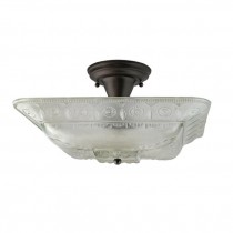 LAMP-Ceiling Fixture (3) Bulb w/Decorative Glass Square