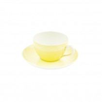 CUP & SAUCER-Pale Yellow w/White Handle