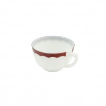 TEACUP-Vintage Corningware White Milk Glass w/Red Scallops