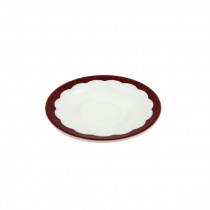 SAUCER-Vintage Corningware White Milk Glass w/Red Scallops
