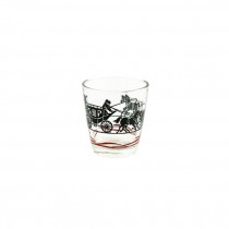 GLASS CUP-Horse & Buggy w/Red Line at Bottom