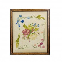 STITCHED ART-Pink & White Flowers w/Vine Border