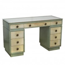 DESK-Vintage Teal w/9 Beige Drawers