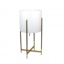 TABLE LAMP-Gold X Base w/Frosted Shade