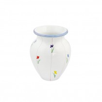 VASE-White W/Blue Rim & Florals