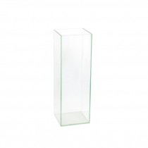 VASE-Tall Square Clear Glass W/ Green Hue