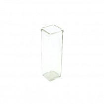 VASE-Square Clear Bottle Glass W/Turned Edge