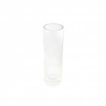 VASE-Clear Glass Cylinder with Verticle Ribs