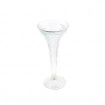 VASE-Clear Ribbed Trumpet W/Ped Base
