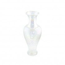VASE-Tall Necked Urn/Irridescent Clear Swirl Glass